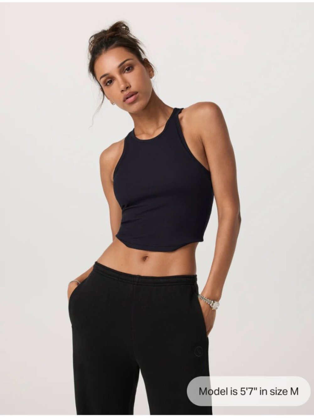 Vuori Pose Plyo Tank - Black Ribbed - XS